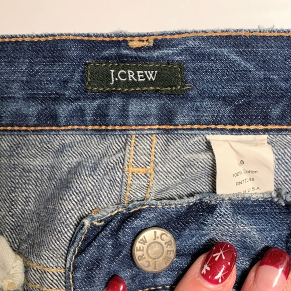 J. Crew Distressed Raw Hem Denim Mini Skirt, 0 - Picture 4 of 5